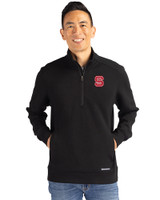 NC State Wolfpack Cutter & Buck Roam Epic Versatility Recycled Quarter Zip Mens Pullover Black Front