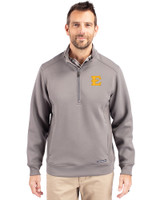 ETSU Buccaneers Cutter & Buck Roam Epic Versatility Recycled Quarter Zip Mens Pullover Elemental Grey Front