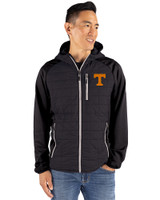 Tennessee Volunteers Cutter & Buck Rainier Primaloft Mens Eco Full Zip Hybrid Jacket Black Front