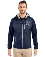 Kansas City Royals Stars & Stripes Cutter & Buck Rainier Primaloft Mens Eco Full Zip Hybrid Jacket Dark Navy Front