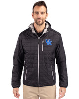 Kentucky Wildcats Cutter & Buck Rainier Recycled Insulated Puffer Mens Full Zip Hooded Jacket Black Front
