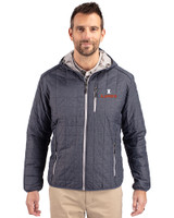 Illinois Fighting Illini Cutter & Buck Rainier Primaloft Eco Mens Full Zip Hooded Jacket Anthracite Melange Front