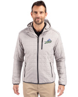 Florida Gulf Coast Eagles Cutter & Buck Rainier Primaloft Eco Mens Full Zip Hooded Jacket Polished Medium Gray Front