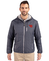Dayton Flyers Cutter & Buck Rainier Primaloft Eco Mens Full Zip Hooded Jacket Anthracite Melange Front