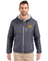 Cal Golden Bears Cutter & Buck Rainier Primaloft Eco Mens Full Zip Hooded Jacket Anthracite Melange Front