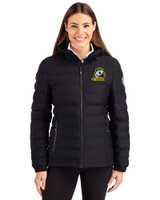 Oregon Ducks Cutter & Buck Mission Ridge Repreve® Eco Insulated Womens Puffer Jacket Black Front