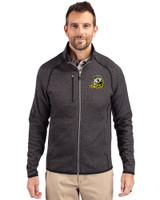 Oregon Ducks Cutter & Buck Mainsail Sweater-Knit Mens Big and Tall Full Zip Jacket Charcoal Heather Front