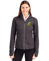 Oregon Ducks Cutter & Buck Mainsail Sweater-Knit Womens Full Zip Jacket Charcoal Heather Front
