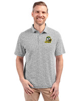 Oregon Ducks Cutter & Buck Virtue Eco Pique Botanical Print Recycled Mens Polo Black Front