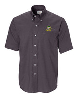 Oregon Ducks Cutter & Buck Epic Easy Care Nailshead Mens Short Sleeve Dress Shirt Black Mannequin