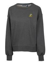Oregon Ducks Cutter & Buck Saturday Cotton Blend Womens Crew Neck Sweatshirt Charcoal Heather Mannequin