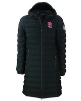 San Diego Padres City Connect Cutter & Buck Mission Ridge Repreve Eco Insulated Womens Long Puffer Jacket BL_MANN_HG 1