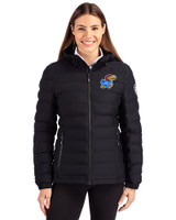 Kansas Jayhawks Cutter & Buck Mission Ridge Repreve® Eco Insulated Womens Puffer Jacket Black Front