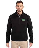 Marshall Thundering Herd Cutter & Buck Cascade Eco Fleece Mens Quarter Zip Jacket Black Front