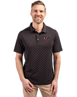 Georgia Bulldogs Alumni Cutter & Buck Virtue Eco Pique Tile Print Recycled Mens Big & Tall Polo Black Front