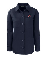 Atlanta Braves Cooperstown Cutter & Buck Roam Eco Knit Womens Shirt Jacket NVBU_MANN_HG 1