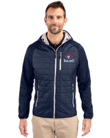 Toronto Blue Jays Cooperstown Cutter & Buck Rainier Primaloft Mens Eco Full Zip Hybrid Jacket Dark Navy Front