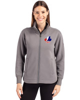 Montreal Expos Cooperstown Cutter & Buck Roam Epic Versatility Full Zip Recycled Womens Jacket Elemental Grey Front