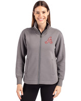 Atlanta Braves Cooperstown Cutter & Buck Roam Epic Versatility Full Zip Recycled Womens Jacket Elemental Grey Front
