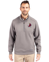 St. Louis Cardinals Cooperstown Cutter & Buck Roam Epic Versatility Recycled Quarter Zip Mens Pullover Elemental Grey Front