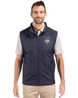 New York Mets Stars & Stripes Cutter & Buck Stealth Hybrid Quilted Mens Big and Tall Windbreaker Vest Liberty Navy Front