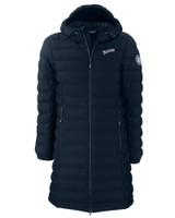 San Diego Padres Cooperstown Cutter & Buck Mission Ridge Repreve Eco Insulated Womens Long Puffer Jacket NVBU_MANN_HG 1