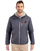 St. Louis Cardinals Cooperstown Cutter & Buck Rainier Primaloft Eco Mens Full Zip Hooded Jacket Anthracite Melange Front