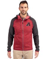 Arizona Diamondbacks Cutter & Buck Mainsail Full Zip Hooded Mens Jacket Cardinal Red Heather/Charcoal Heather Front