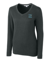 Carolina Panthers Historic Cutter & Buck Lakemont Tri-Blend Womens V-Neck Pullover Sweater CCH_MANN_HG 1