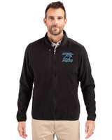 Carolina Panthers Historic Cutter & Buck Cascade Eco Fleece Mens Full Zip Jacket Black Front
