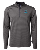 Carolina Panthers Historic Cutter & Buck Virtue Eco Pique Micro Stripe Recycled Mens Big & Tall Quarter Zip BLEG_MANN_HG 1