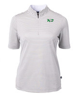 North Dakota Cutter & Buck Virtue Eco Pique Stripe Recycled Womens Top POL_MANN_HG 