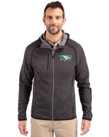 North Dakota Cutter & Buck Mainsail Full Zip Hooded Mens Jacket Charcoal Heather Front