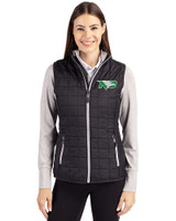 North Dakota Cutter & Buck Rainier PrimaLoft® Womens Eco Insulated Full Zip Puffer Vest Black Front