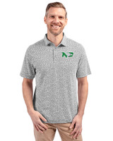 North Dakota Cutter & Buck Virtue Eco Pique Botanical Print Recycled Mens Polo Black Front