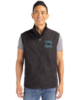 Carolina Panthers Historic Cutter & Buck Charter Eco Full-Zip Mens Big & Tall Vest Black Front