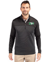 North Dakota Cutter & Buck Traverse Stretch Eco Stripe Quarter Zip Mens Big and Tall Pullover Black Front