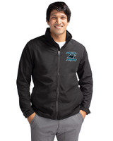 Carolina Panthers Historic Cutter & Buck Charter Eco Recycled Mens Full-Zip Jacket Black Front