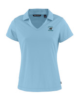 Carolina Panthers Historic Cutter & Buck Daybreak Eco Recycled Womens V-neck Polo Atlas Light Blue Mannequin