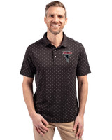 Atlanta Falcons Historic - Cutter & Buck Virtue Eco Pique Tile Print Recycled Mens Polo Black Front