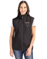 Atlanta Falcons Historic - Cutter & Buck Charter Eco Recycled Full-Zip Womens Vest Black Front