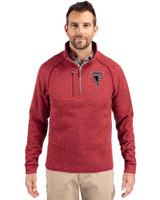 Atlanta Falcons Historic - Cutter & Buck Mainsail Sweater-Knit Mens Half Zip Pullover Jacket Cardinal Red Heather Front