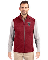Atlanta Falcons Historic - Cutter & Buck Mainsail Sweater-Knit Mens Full Zip Vest Cardinal Red Heather Front