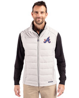 Atlanta Braves City Connect Cutter & Buck Evoke Hybrid Softshell Recycled Mens Full Zip Vest CONCRETE Front