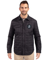 Baltimore Orioles City Connect Cutter & Buck Rainier PrimaLoft® Mens Big and Tall Eco Insulated Quilted Shirt Jacket Black Front
