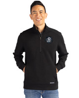 Baltimore Orioles City Connect Cutter & Buck Roam Epic Versatility Recycled Quarter Zip Mens Pullover Black Front