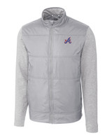 Atlanta Braves City Connect Cutter & Buck Stealth Hybrid Quilted Mens Full Zip Windbreaker Jacket POL_MANN_HG 1