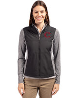 Cincinnati Reds City Connect Cutter & Buck Stealth Hybrid Quilted Womens Full Zip Windbreaker Jacket Black Front