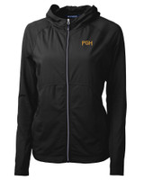 Pittsburgh Pirates City Connect Cutter & Buck Adapt Eco Knit Hybrid Recycled Womens Full Zip Jacket BL_MANN_HG 1
