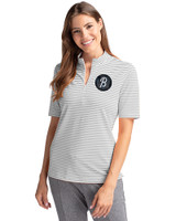 Baltimore Orioles City Connect Cutter & Buck Virtue Eco Pique Stripe Recycled Womens Top Polished Medium Gray Front